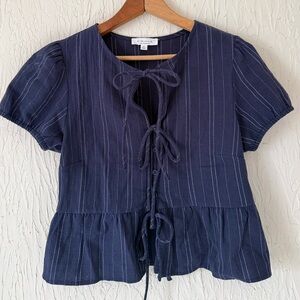 Navy Pinstripe Women's Blouse